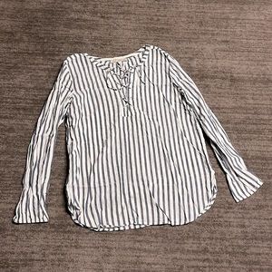 Striped lace up top from LOFT - Size L